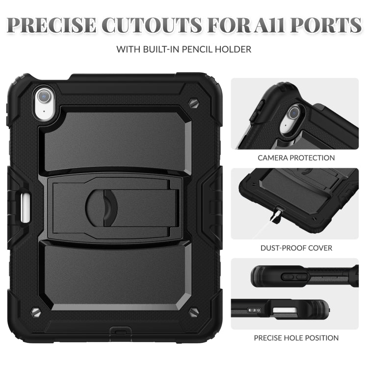 For iPad Air 11 2024 Silicone Hydric PC Tablet Case with Shoulder Strap & Holder(Black) - iPad Air 11 2024 Cases by buy2fix | Online Shopping UK | buy2fix