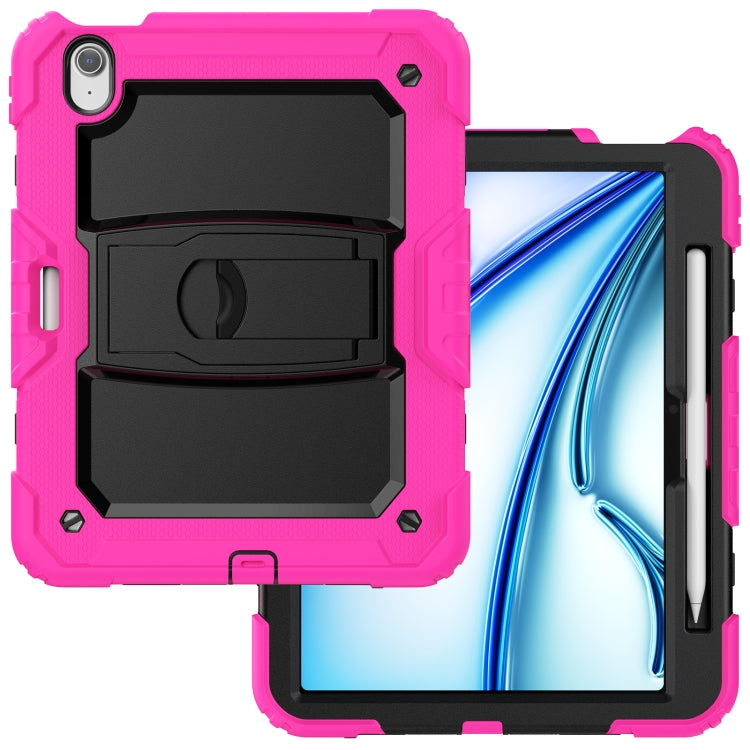 For iPad Air 11 2024 Silicone Hydric PC Tablet Case with Shoulder Strap & Holder(Rose Red) - iPad Air 11 2024 Cases by buy2fix | Online Shopping UK | buy2fix