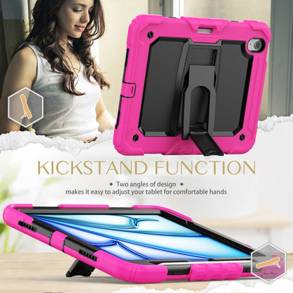 For iPad Air 11 2024 Silicone Hydric PC Tablet Case with Shoulder Strap & Holder(Rose Red) - iPad Air 11 2024 Cases by buy2fix | Online Shopping UK | buy2fix