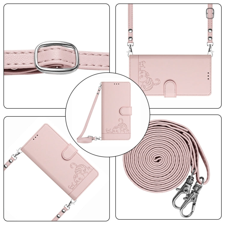 For Blackview Color 8 Cat Rat Embossed Pattern RFID Leather Phone Case with Lanyard(Pink) - More Brand by buy2fix | Online Shopping UK | buy2fix