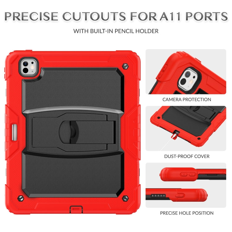 For iPad Pro 13 2024 Silicone Hydric PC Tablet Case with Shoulder Strap & Holder(Red) - iPad Pro 13 2024 Cases by buy2fix | Online Shopping UK | buy2fix