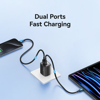 USAMS CC230 30W USB+USB-C / Type-C Dual Port GaN Digital Display Charger, Specifications: US Plug(White) - USB Charger by USAMS | Online Shopping UK | buy2fix