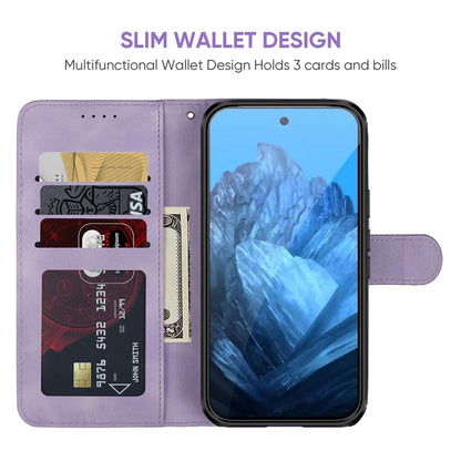 For Google Pixel 9 / 9 Pro Skin Feel Geometric Lines Leather Phone Case(Purple) - Google Cases by buy2fix | Online Shopping UK | buy2fix