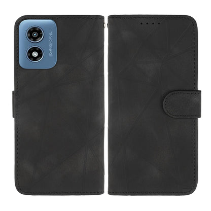 For Motorola Moto G Play 4G 2024 Skin Feel Geometric Lines Leather Phone Case(Black) - Motorola Cases by buy2fix | Online Shopping UK | buy2fix