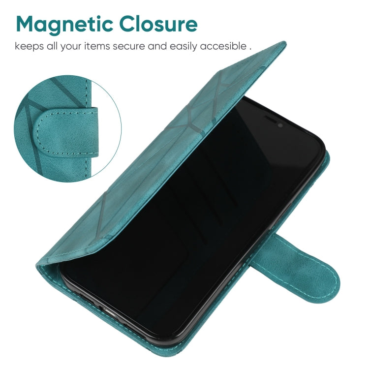 For Motorola Moto G Play 4G 2024 Skin Feel Geometric Lines Leather Phone Case(Green) - Motorola Cases by buy2fix | Online Shopping UK | buy2fix