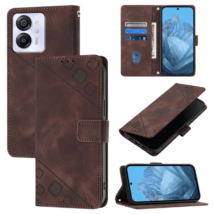 For Blackview Color 8 Skin Feel Embossed Leather Phone Case(Brown) - More Brand by buy2fix | Online Shopping UK | buy2fix