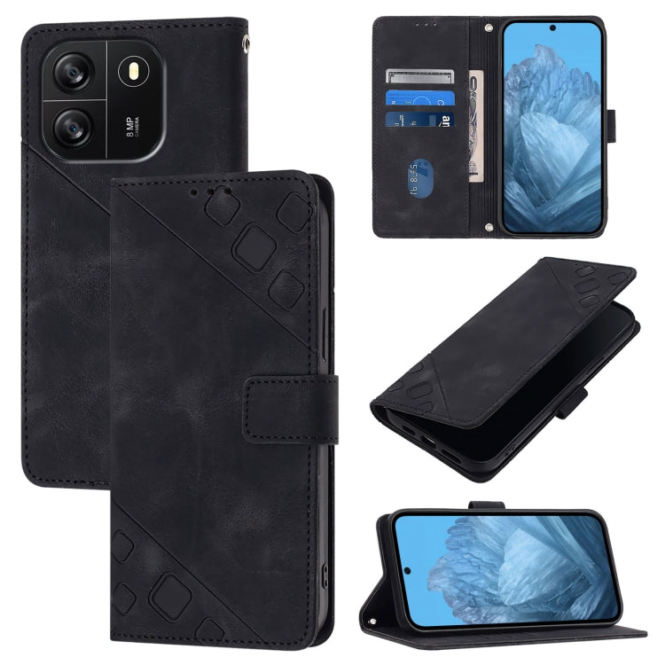 For Blackview Wave 6C Skin Feel Embossed Leather Phone Case(Black) - More Brand by buy2fix | Online Shopping UK | buy2fix