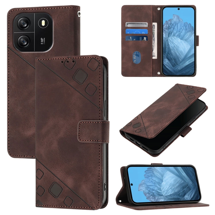 For Blackview Wave 6C Skin Feel Embossed Leather Phone Case(Brown) - More Brand by buy2fix | Online Shopping UK | buy2fix