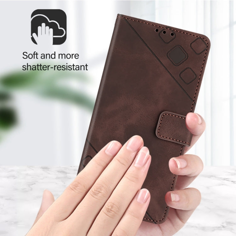 For Blackview Wave 6C Skin Feel Embossed Leather Phone Case(Brown) - More Brand by buy2fix | Online Shopping UK | buy2fix