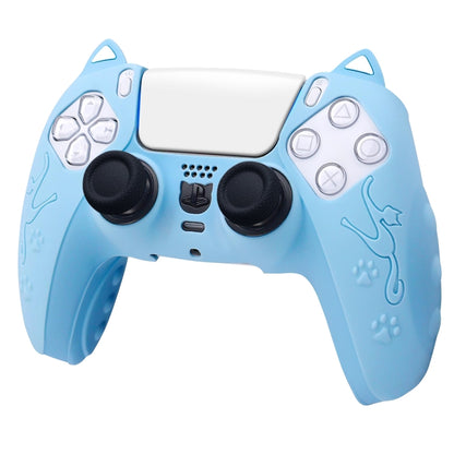 For Sony PS5 Cat Ear Shape Gamepad Silicone Protective Case(Blue) - Cases by buy2fix | Online Shopping UK | buy2fix