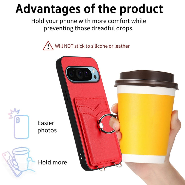 For Google Pixel 9 / 9 Pro R20 Ring Card Holder Phone Case(Red) - Google Cases by buy2fix | Online Shopping UK | buy2fix