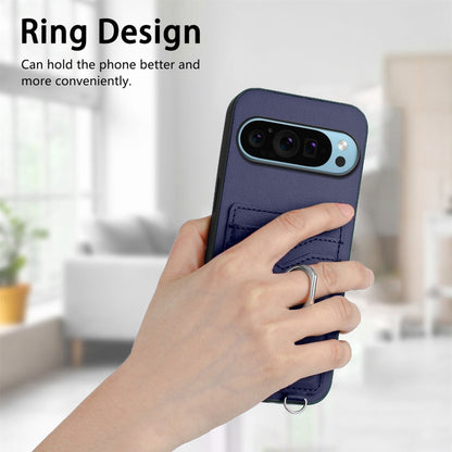 For Google Pixel 9 Pro XL R20 Ring Card Holder Phone Case(Blue) - Google Cases by buy2fix | Online Shopping UK | buy2fix