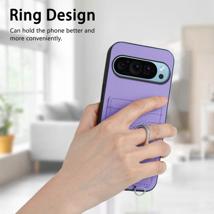 For Google Pixel 9 Pro XL R20 Ring Card Holder Phone Case(Purple) - Google Cases by buy2fix | Online Shopping UK | buy2fix