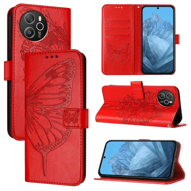 For Blackview Shark 8 Embossed Butterfly Leather Phone Case(Red) - More Brand by buy2fix | Online Shopping UK | buy2fix