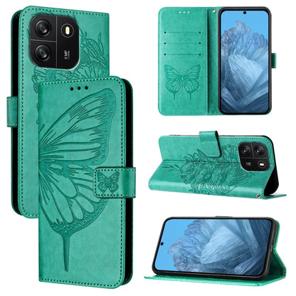 For Blackview Wave 6C Embossed Butterfly Leather Phone Case(Green) - More Brand by buy2fix | Online Shopping UK | buy2fix