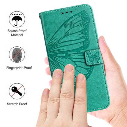 For Blackview Color 8 Embossed Butterfly Leather Phone Case(Green) - More Brand by buy2fix | Online Shopping UK | buy2fix