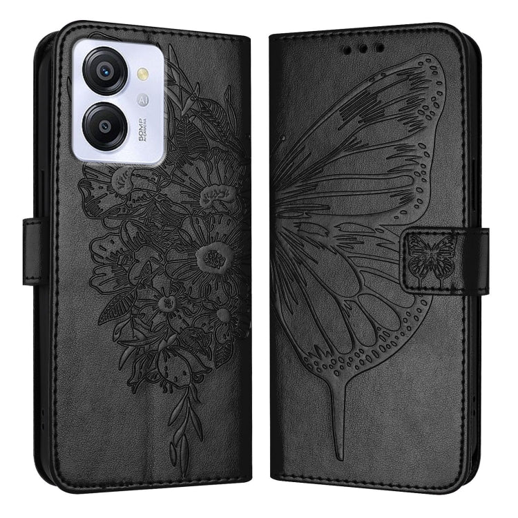 For Blackview Color 8 Embossed Butterfly Leather Phone Case(Black) - More Brand by buy2fix | Online Shopping UK | buy2fix