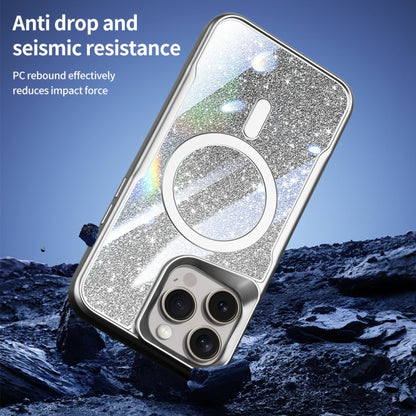 For iPhone 15 Plus Blade MagSafe Magnetic Gradient Glitter PC Phone Case(Silver White) - iPhone 15 Plus Cases by buy2fix | Online Shopping UK | buy2fix