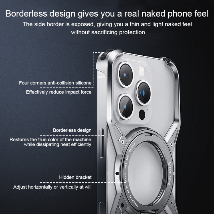 For iPhone 13 Pro Max / 14 Pro Max Aluminum Alloy Frameless 360-Degree Rotating Phone Case(Grey) - iPhone 14 Pro Max Tempered Glass by buy2fix | Online Shopping UK | buy2fix