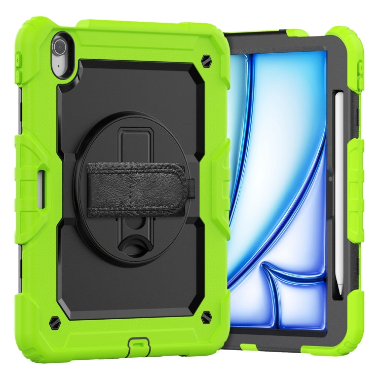 For iPad Air 11 2024 Silicone Hybrid PC Tablet Case with Shoulder Strap(Black + Yellow Green) - iPad Air 11 2024 Cases by buy2fix | Online Shopping UK | buy2fix