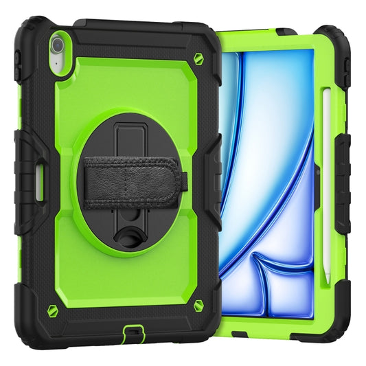 For iPad Air 11 2024 Silicone Hybrid PC Tablet Case with Shoulder Strap(Yellow Green + Black) - iPad Air 11 2024 Cases by buy2fix | Online Shopping UK | buy2fix