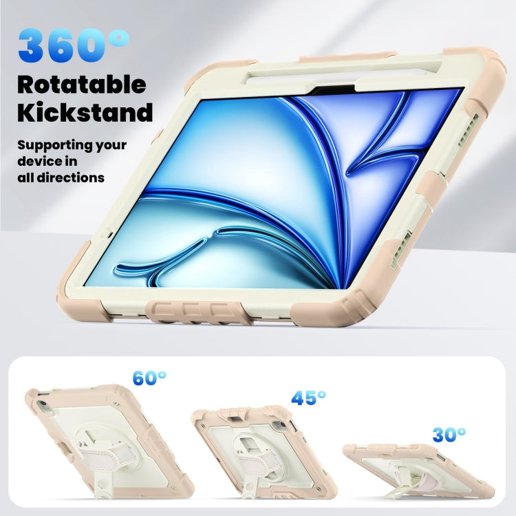 For iPad Air 11 2024 Silicone Hybrid PC Tablet Case with Shoulder Strap(Beige + Rose Gold) - iPad Air 11 2024 Cases by buy2fix | Online Shopping UK | buy2fix