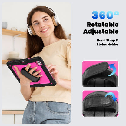 For iPad Pro 13 2024 Silicone Hybrid PC Tablet Case with Shoulder Strap(Rose Red + Black) - iPad Pro 13 2024 Cases by buy2fix | Online Shopping UK | buy2fix