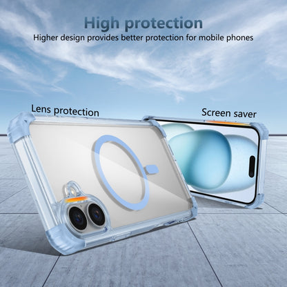 For iPhone 16 Transparent MagSafe Magnetic Phone Case(Blue) - iPhone 16 Cases by buy2fix | Online Shopping UK | buy2fix