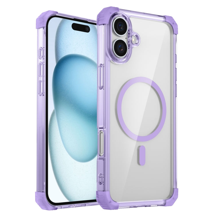 For iPhone 16 Transparent MagSafe Magnetic Phone Case(Purple) - iPhone 16 Cases by buy2fix | Online Shopping UK | buy2fix