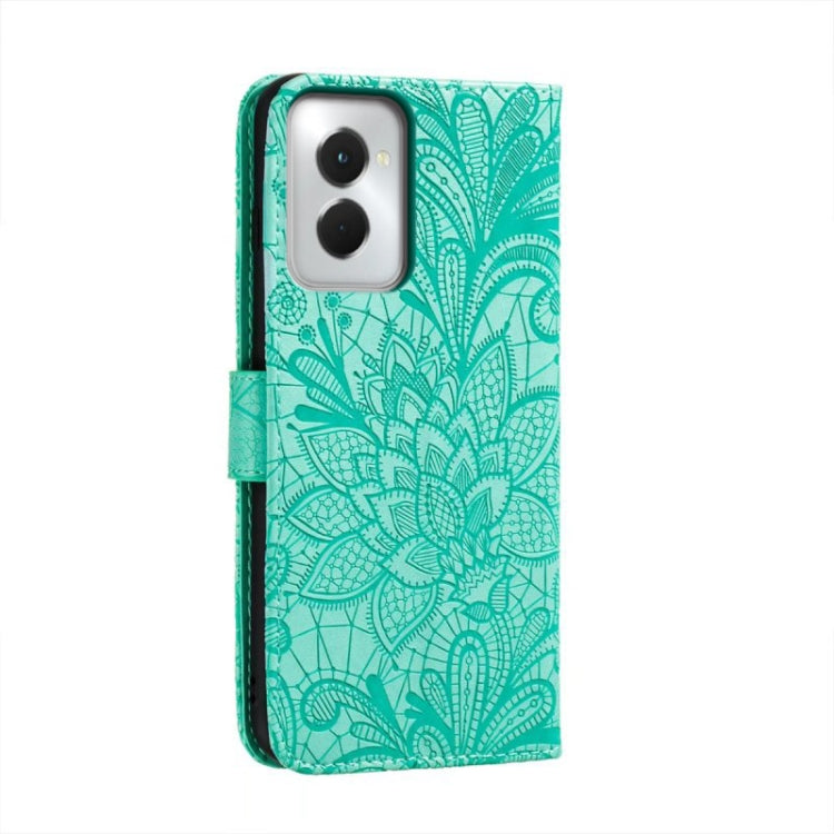 For Motorola Moto G Power 5G 2024 Lace Flower Embossing Flip Leather Phone Case(Green) - Motorola Cases by buy2fix | Online Shopping UK | buy2fix