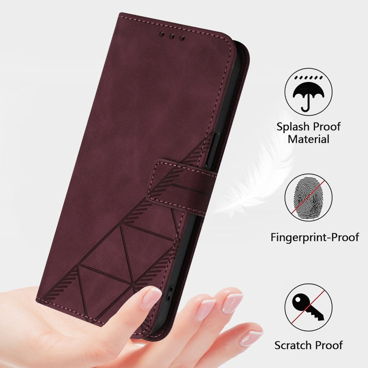 For Blackview Wave 6C Crossbody 3D Embossed Flip Leather Phone Case(Wine Red) - More Brand by buy2fix | Online Shopping UK | buy2fix