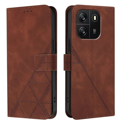 For Blackview Wave 6C Crossbody 3D Embossed Flip Leather Phone Case(Brown) - More Brand by buy2fix | Online Shopping UK | buy2fix