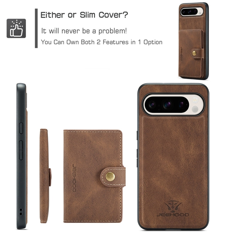 For Google Pixel 9 Pro JEEHOOD J01 Retro Magnetic Detachable Wallet Phone Case(Brown) - Google Cases by JEEHOOD | Online Shopping UK | buy2fix