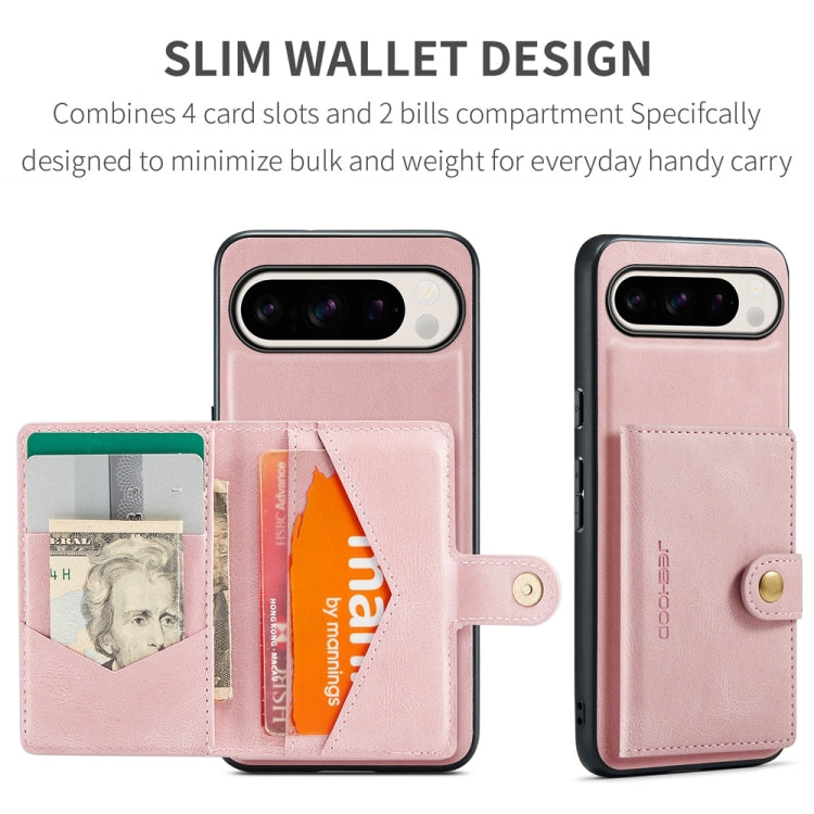 For Google Pixel 9 Pro JEEHOOD J01 Retro Magnetic Detachable Wallet Phone Case(Pink) - Google Cases by JEEHOOD | Online Shopping UK | buy2fix