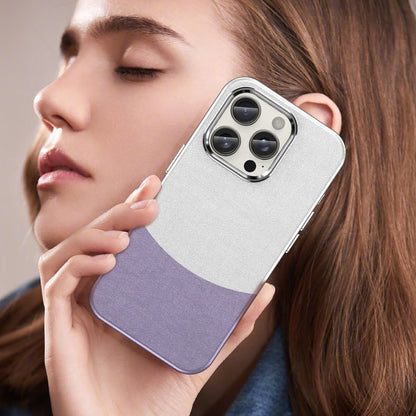 For iPhone 16 Pro Leather Texture MagSafe Magnetic TPU + PC Phone Case(Light Purple) - iPhone 16 Pro Cases by buy2fix | Online Shopping UK | buy2fix