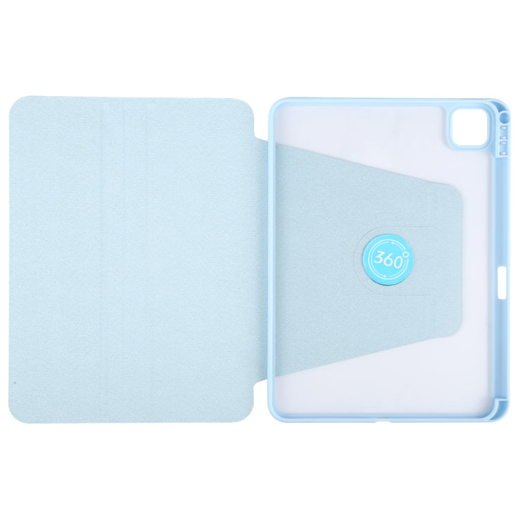 For iPad Pro 11 2024 GEBEI Acrylic TPU 3-folding Rotating Smart Tablet Leather Case withh Pen Slot(Sky Blue) - iPad Pro 11 2024 Cases by GEBEI | Online Shopping UK | buy2fix