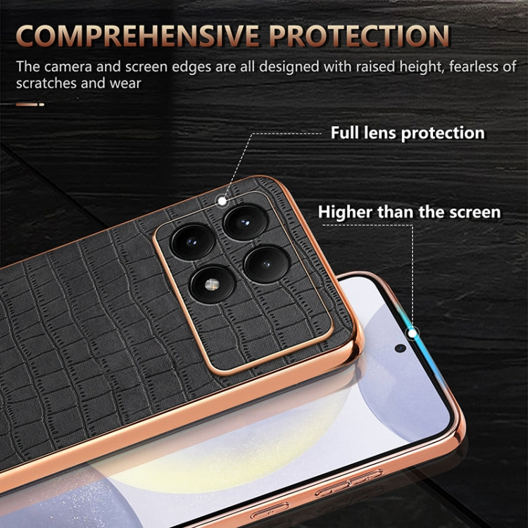 For Redmi K70 / K70 Pro AZNS Electroplated Frame Crocodile Texture Full Coverage Phone Case(Blue) - K70 Cases by AZNS | Online Shopping UK | buy2fix