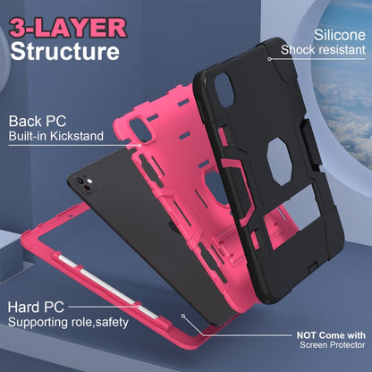 For iPad Pro 11 2024 Contrast Color Silicone Acrylic PC Tablet Case with Holder(Black Rose Red) - iPad Pro 11 2024 Cases by buy2fix | Online Shopping UK | buy2fix