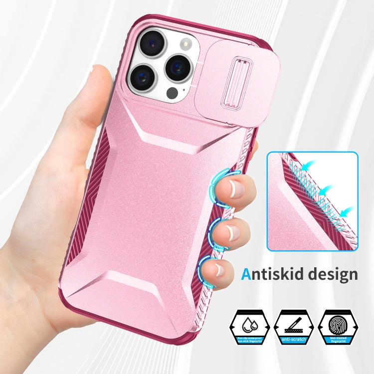 For iPhone 16 Pro Max Sliding Camshield Phone Case(Pink + Rose Red) - iPhone 16 Pro Max Cases by buy2fix | Online Shopping UK | buy2fix