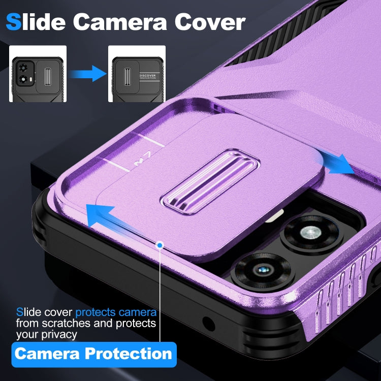 For Motorola Moto G 5G 2024 Sliding Camshield Phone Case(Purple) - Motorola Cases by buy2fix | Online Shopping UK | buy2fix