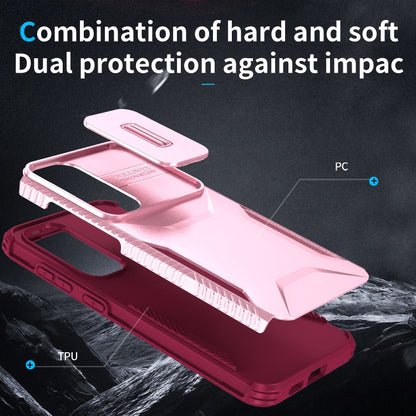 For Samsung Galaxy S25+ 5G / S24+ 5G Sliding Camshield Phone Case(Pink + Rose Red) - Galaxy S24+ 5G Cases by buy2fix | Online Shopping UK | buy2fix