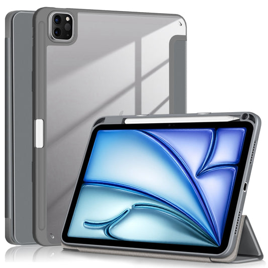 For iPad Air 11 2024 / Pro 11 2022 Acrylic 3-Fold Smart Leather Tablet Case(Grey) - iPad Air 11 2024 Cases by buy2fix | Online Shopping UK | buy2fix