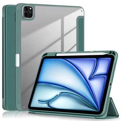 For iPad Air 11 2024 / Pro 11 2022 Acrylic 3-Fold Smart Leather Tablet Case(Deep Green) - iPad Air 11 2024 Cases by buy2fix | Online Shopping UK | buy2fix