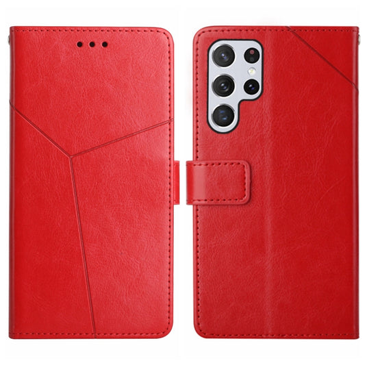 For Samsung Galaxy S25 Ultra 5G Y-shaped Pattern Flip Leather Phone Case(Red) - Galaxy S25 Ultra 5G Cases by buy2fix | Online Shopping UK | buy2fix