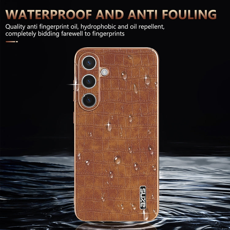 For Samsung Galaxy S25+ 5G AZNS Electroplated Frame Crocodile Texture Full Coverage Phone Case(Blue) - Galaxy S25+ 5G Cases by AZNS | Online Shopping UK | buy2fix