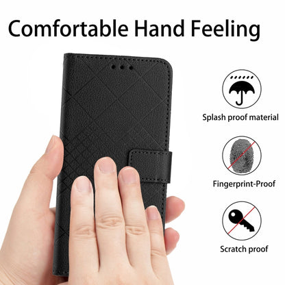 For Samsung Galaxy S25 Ultra 5G Rhombic Grid Texture Leather Phone Case(Black) - Galaxy S25 Ultra 5G Cases by buy2fix | Online Shopping UK | buy2fix