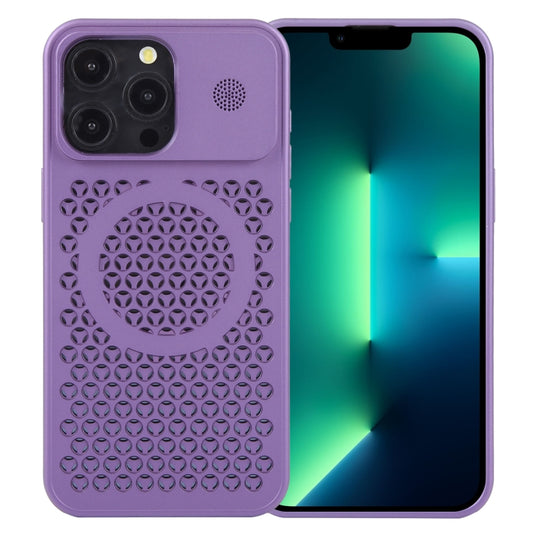 For iPhone 13 Pro Pure Color Honeycomb Aromatherapy MagSafe Phone Case(Purple) - iPhone 13 Pro Cases by buy2fix | Online Shopping UK | buy2fix