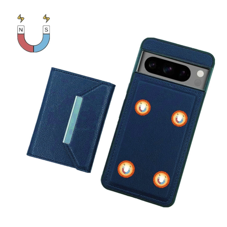 For Google Pixel 9 / 9 Pro Solid Color Metal Buckle Card Slots Bag Phone Case(Blue) - Google Cases by buy2fix | Online Shopping UK | buy2fix