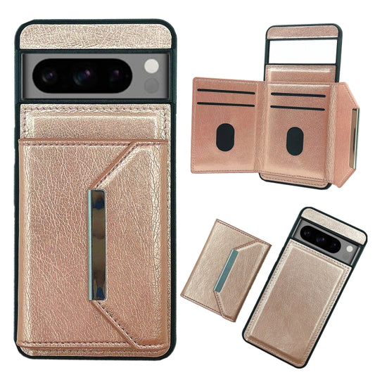 For Google Pixel 9 / 9 Pro Solid Color Metal Buckle Card Slots Bag Phone Case(Rose Gold) - Google Cases by buy2fix | Online Shopping UK | buy2fix