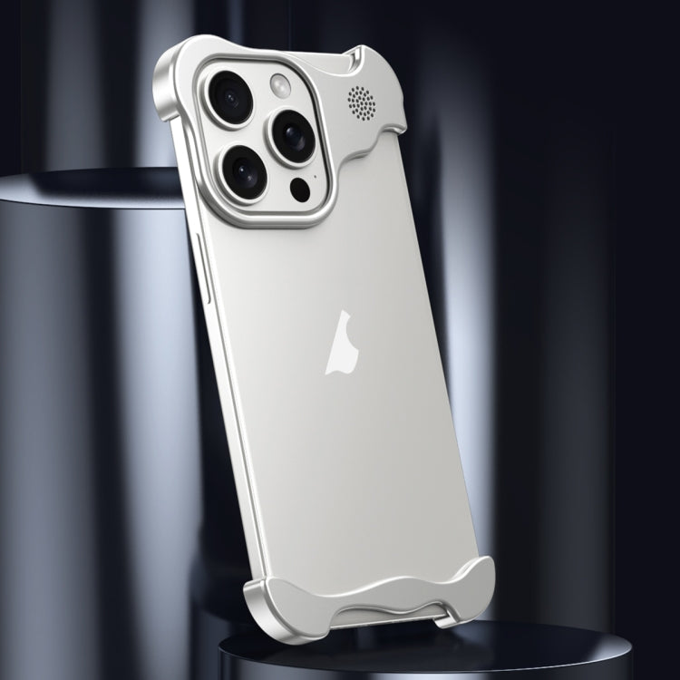 For iPhone 15 Plus Aromatherapy Alloy Frameless Phone Case(Silver) - iPhone 15 Plus Cases by buy2fix | Online Shopping UK | buy2fix